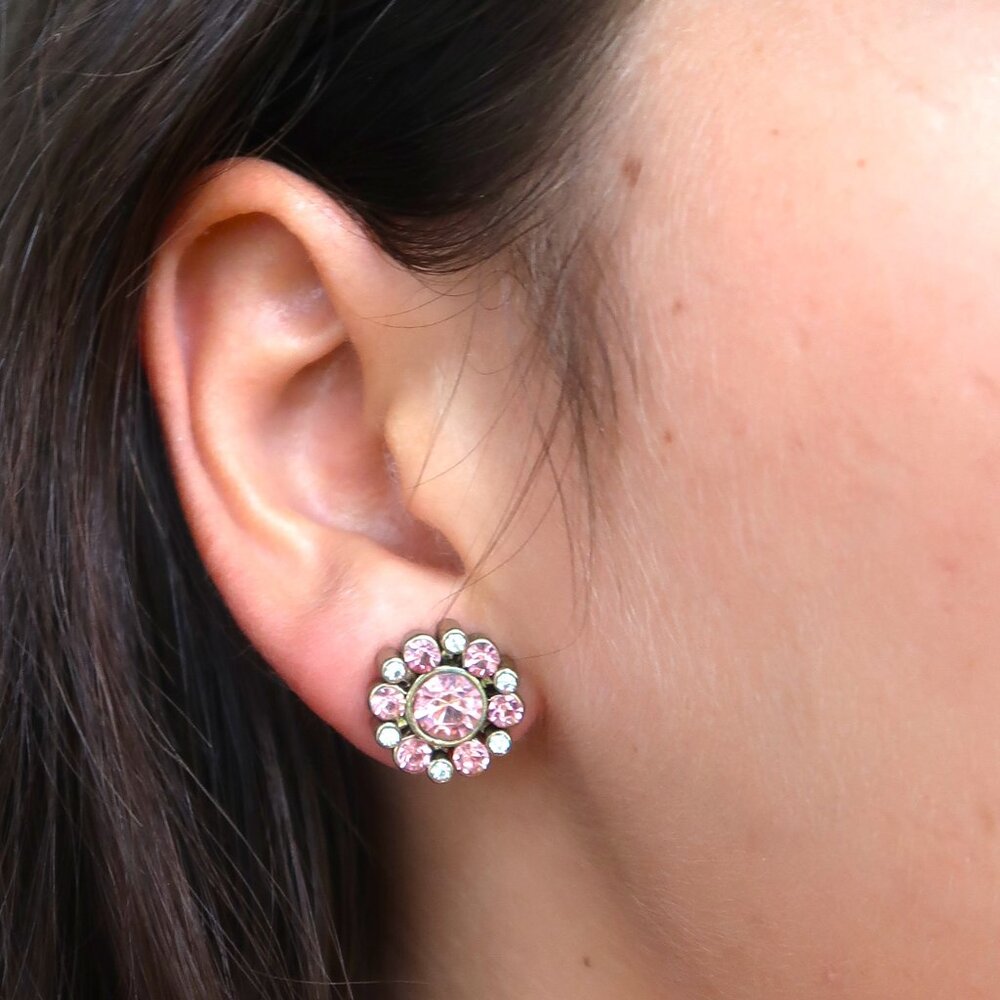 sparkly pink and white crystal studs